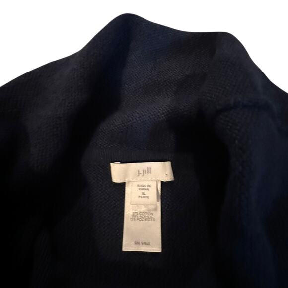 J.Jill Aztec Knit Poncho Southwestern Aztec Sweater Navy Blue Size XL Petite - Picture 5 of 7